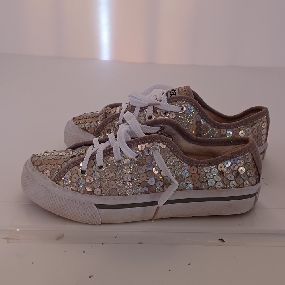 Girls Joe Boxer Silver and White Sneakers Sequins Size 1